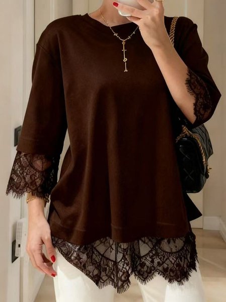 Casual Plain Crew Neck Short Sleeve T-shirt, Deep brown, T-shirts
Casual Plain Crew Neck Short Sleeve T-shirt, Deep brown, T-shirts