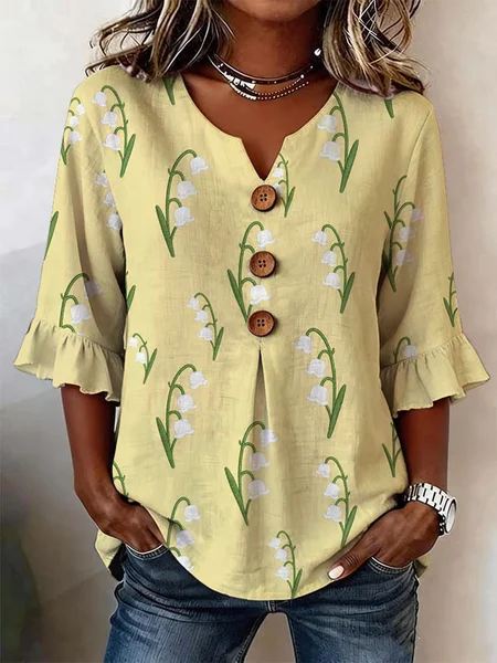 Women Floral V Neck Half Sleeve Blouse Printing Vintage Daily Summer Top, Yellow, Blouses
Women Floral V Neck Half Sleeve Blouse Printing Vintage Daily Summer Top, Yellow, Blouses