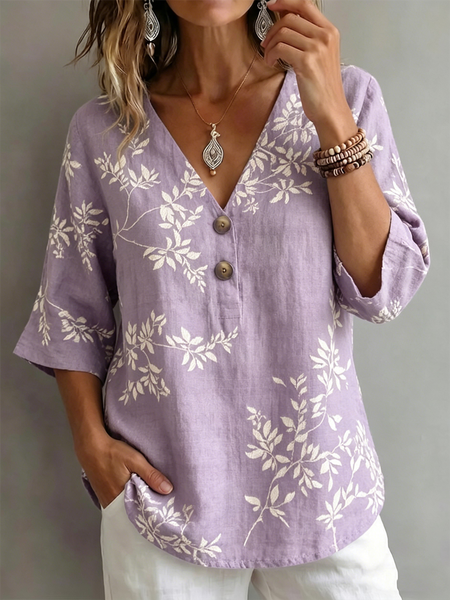 Half Sleeve Botanical Pattern Regular Loose Shirt For Women, Purple, Blouses
Half Sleeve Botanical Pattern Regular Loose Shirt For Women, Purple, Blouses