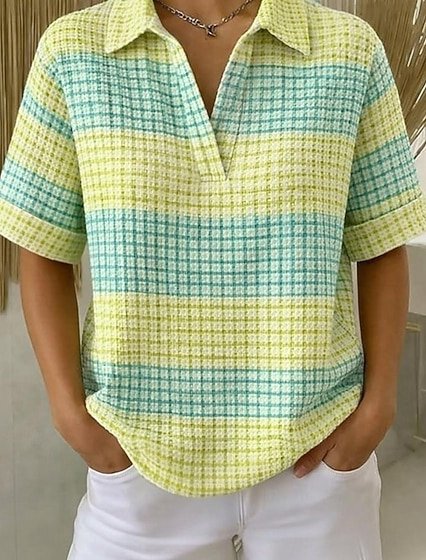 Vintage Geometric Polo Collar Short Sleeve T-shirt, Green, T-shirts
Vintage Geometric Polo Collar Short Sleeve T-shirt, Green, T-shirts