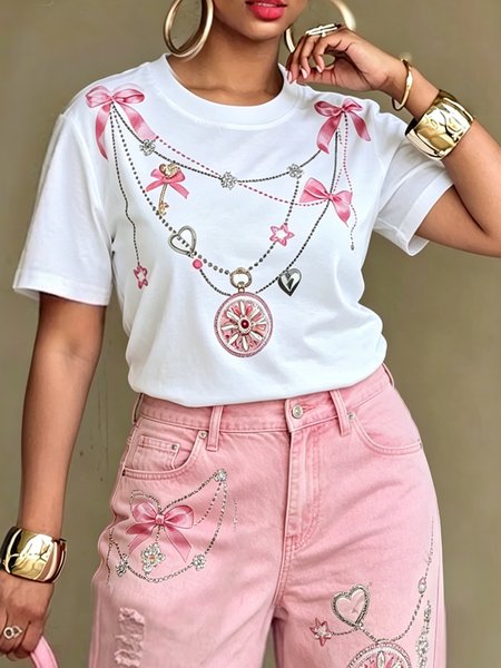 Casual Geometric Printing T-shirt, Pink, Tees
Casual Geometric Printing T-shirt, Pink, Tees
