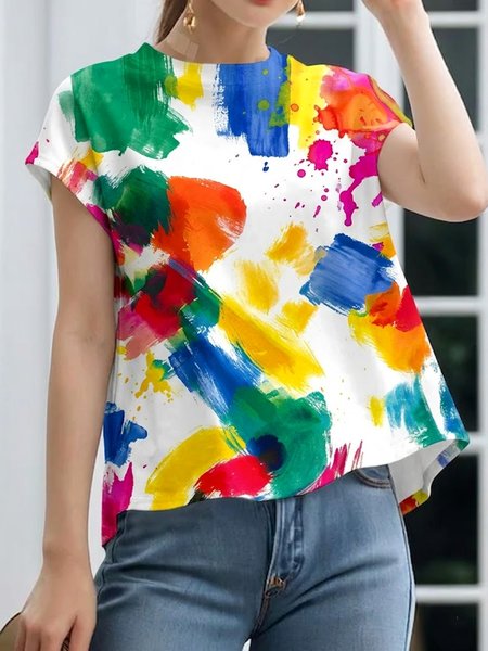 Casual Random Print Crew Neck Blouse, As picture, Blouses and Shirts
Casual Random Print Crew Neck Blouse, As picture, Blouses and Shirts