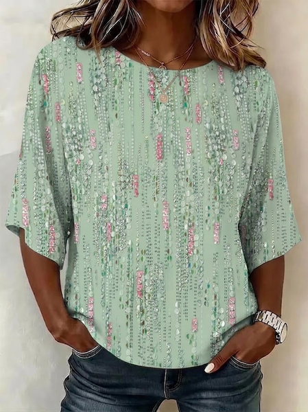 Women Abstract Crew Neck Half Sleeve Blouse Printing Vintage Daily Summer Top, Green, Blouses
Women Abstract Crew Neck Half Sleeve Blouse Printing Vintage Daily Summer Top, Green, Blouses