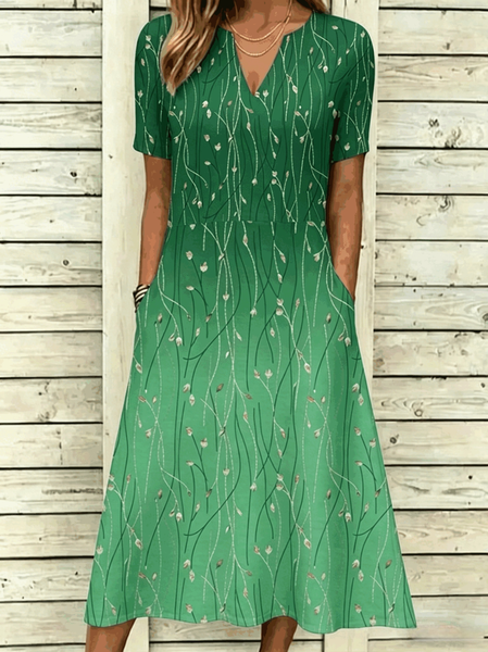Women Floral Summer Dress Short Sleeve A-Line Dress, Green, Dresses
Women Floral Summer Dress Short Sleeve A-Line Dress, Green, Dresses