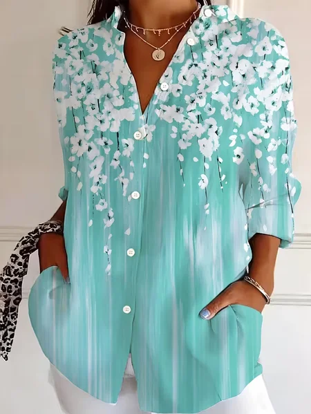 Shirt Collar Regular Sleeve Long Sleeve Floral Buckle Regular Loose Button Up Shirt Shirt For Women, Green, Shirts
Shirt Collar Regular Sleeve Long Sleeve Floral Buckle Regular Loose Button Up Shirt Shirt For Women, Green, Shirts