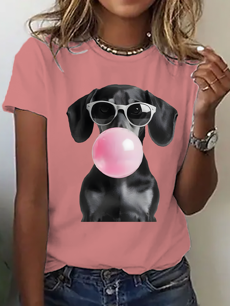 Casual Dog Crew Neck Short Sleeve T-shirt, Orange pink, T-shirts
Casual Dog Crew Neck Short Sleeve T-shirt, Orange pink, T-shirts