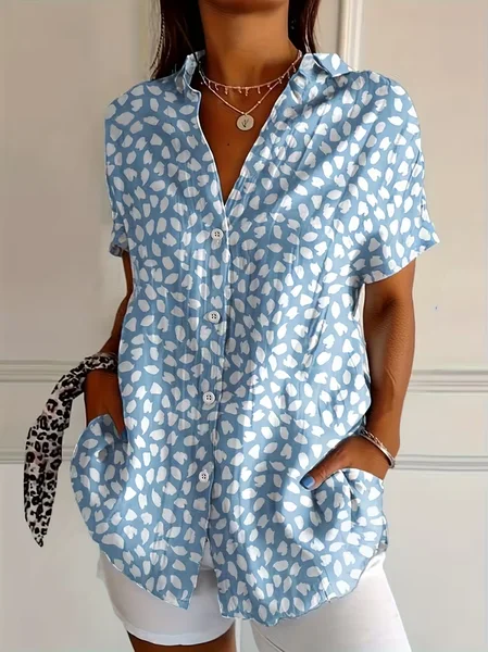 Women Abstract Shirt Collar Short Sleeve Shirt Printing Casual Daily Summer Top, Blue, Shirts
Women Abstract Shirt Collar Short Sleeve Shirt Printing Casual Daily Summer Top, Blue, Shirts