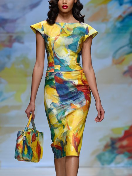 Elegant Random Print Printing Boat Neck Midi Dress, As picture, Midi Dresses
Elegant Random Print Printing Boat Neck Midi Dress, As picture, Midi Dresses