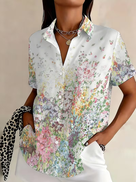Women Floral Shirt Collar Short Sleeve Shirt Printing Casual Daily Summer Top, White, Shirts
Women Floral Shirt Collar Short Sleeve Shirt Printing Casual Daily Summer Top, White, Shirts