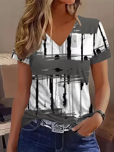 Vintage Abstract V Neck Short Sleeve T-shirt, Gray, T-shirts
Vintage Abstract V Neck Short Sleeve T-shirt, Gray, T-shirts