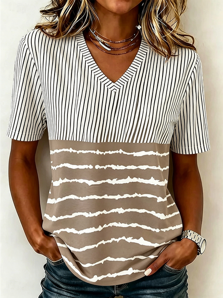 Vintage Striped V Neck Short Sleeve T-shirt, Khaki, T-shirts
Vintage Striped V Neck Short Sleeve T-shirt, Khaki, T-shirts