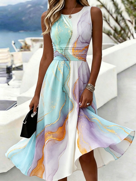 Women Gradient Pattern Summer Dress Crew Neck Sleeveless A-Line Dress, Green, Dresses
Women Gradient Pattern Summer Dress Crew Neck Sleeveless A-Line Dress, Green, Dresses