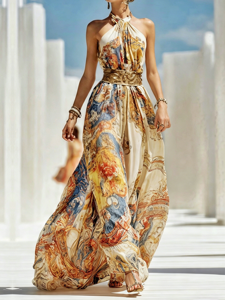 Vacation 3D Printing Halter Neck Maxi Dress No Belt, As picture, Maxi Dresses
Vacation 3D Printing Halter Neck Maxi Dress No Belt, As picture, Maxi Dresses