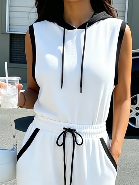 Casual Color Block Hoodie Blouse, Black-white, Blouses and Shirts
Casual Color Block Hoodie Blouse, Black-white, Blouses and Shirts