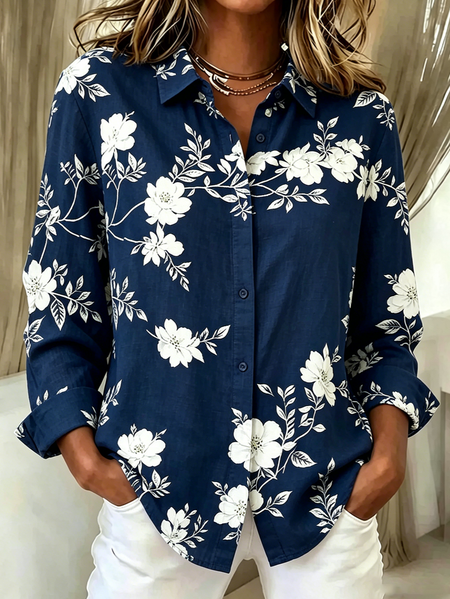 Shirt Collar Long Sleeve Floral Regular High Elasticity Loose Shirt For Women, Navyblue, Shirts
Shirt Collar Long Sleeve Floral Regular High Elasticity Loose Shirt For Women, Navyblue, Shirts
