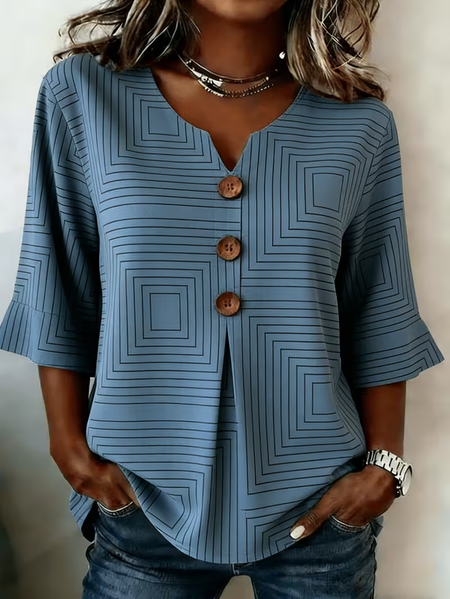 V Neck Half Sleeve Striped Printing Regular Micro-Elasticity Regular Fit Blouse For Women, Blue, Blouses
V Neck Half Sleeve Striped Printing Regular Micro-Elasticity Regular Fit Blouse For Women, Blue, Blouses
