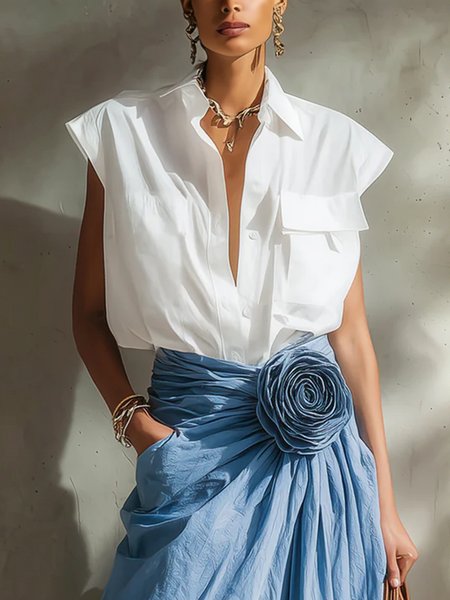 Cotton Elegant Plain Printing Shirt, White, Blouses and Shirts
Cotton Elegant Plain Printing Shirt, White, Blouses and Shirts