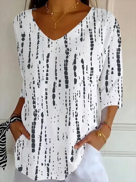 Women Abstract Three Quarter Sleeve Tee T-shirt V Neck Printing Casual Graphic Tee Spring/Fall Top, White, T-Shirts
Women Abstract Three Quarter Sleeve Tee T-shirt V Neck Printing Casual Graphic Tee Spring/Fall Top, White, T-Shirts