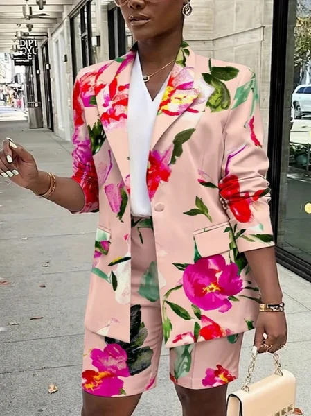 Casual Regular Sleeve Printing Floral Lapel Collar Blazer, Pink, Blazers
Casual Regular Sleeve Printing Floral Lapel Collar Blazer, Pink, Blazers