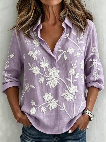 V Neck Long Sleeve Floral Regular Loose Shirt For Women, Purple, Shirts
V Neck Long Sleeve Floral Regular Loose Shirt For Women, Purple, Shirts