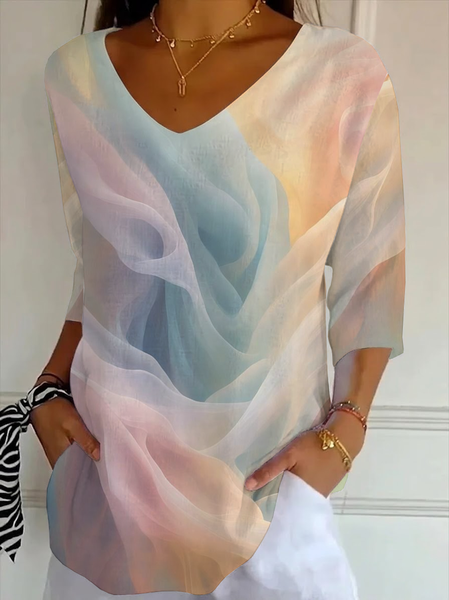 Women Abstract Three Quarter Sleeve Tee T-shirt V Neck Printing Casual Graphic Tee Spring/Fall Top, As picture, T-Shirts
Women Abstract Three Quarter Sleeve Tee T-shirt V Neck Printing Casual Graphic Tee Spring/Fall Top, As picture, T-Shirts
