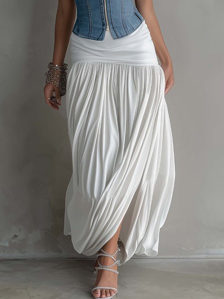 Urban Ruched Plain Maxi Skirt, White, Skirts
Urban Ruched Plain Maxi Skirt, White, Skirts