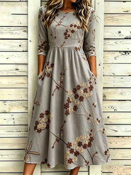 Women Floral Summer Dress Half Sleeve A-Line Dress, Deep gray, Dresses
Women Floral Summer Dress Half Sleeve A-Line Dress, Deep gray, Dresses