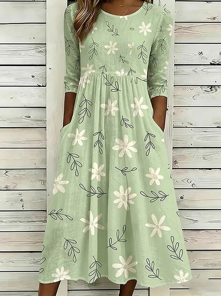Women Floral Summer Dress Half Sleeve A-Line Dress, Green, Dresses
Women Floral Summer Dress Half Sleeve A-Line Dress, Green, Dresses