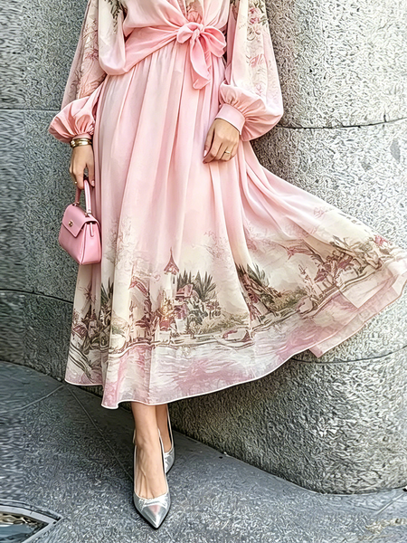 Elegant Random Print Maxi Skirt, Pink, Skirts
Elegant Random Print Maxi Skirt, Pink, Skirts