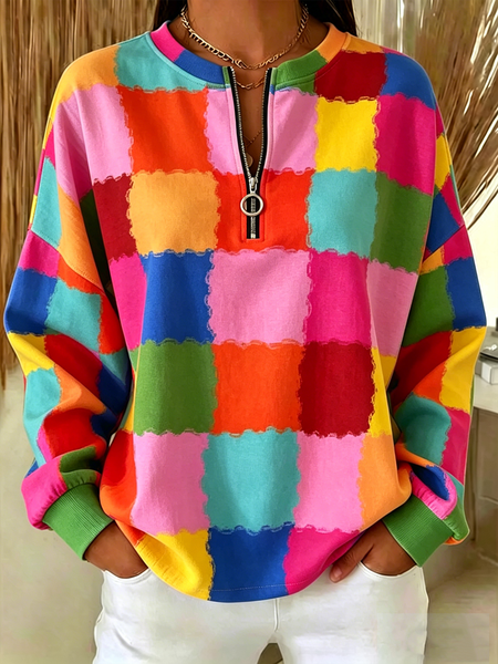 Vintage Crew Neck Geometric Sweatshirt, As picture, Hoodies & Sweatshirts
Vintage Crew Neck Geometric Sweatshirt, As picture, Hoodies & Sweatshirts