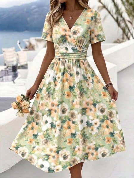 Women Floral Summer Dress V Neck Short Sleeve Beach Dress A-Line Dress, Lightgreen, Dresses
Women Floral Summer Dress V Neck Short Sleeve Beach Dress A-Line Dress, Lightgreen, Dresses