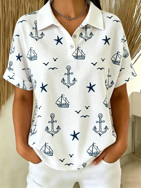 Vintage Anchor Polo Collar Short Sleeve T-shirt, White, T-shirts
Vintage Anchor Polo Collar Short Sleeve T-shirt, White, T-shirts