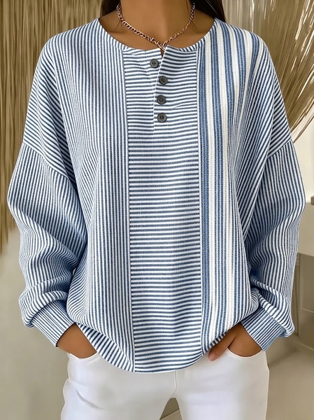 Casual Striped Sweatshirt, Blue, Hoodies & Sweatshirts
Casual Striped Sweatshirt, Blue, Hoodies & Sweatshirts