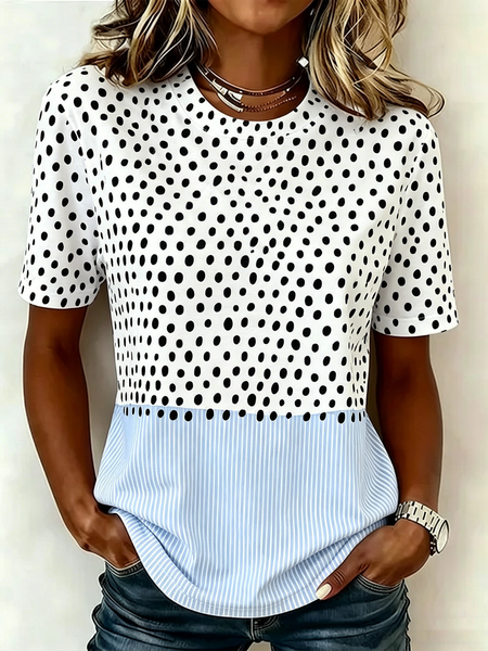 Casual Striped Crew Neck Short Sleeve T-shirt, Blue, T-shirts
Casual Striped Crew Neck Short Sleeve T-shirt, Blue, T-shirts