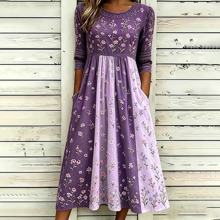 Women Floral Summer Dress Half Sleeve A-Line Dress, Purple, Dresses
Women Floral Summer Dress Half Sleeve A-Line Dress, Purple, Dresses
