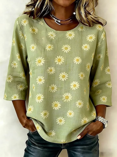 Women Floral Crew Neck Half Sleeve Blouse Printing Vintage Daily Summer Top, Green, Blouses
Women Floral Crew Neck Half Sleeve Blouse Printing Vintage Daily Summer Top, Green, Blouses