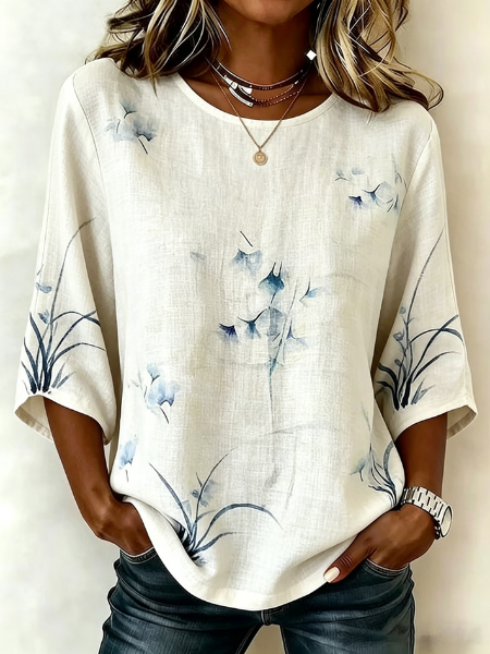 Crew Neck Three Quarter Sleeve 3D Printing Lightweight Loose Shirt For Women, White, Blouses
Crew Neck Three Quarter Sleeve 3D Printing Lightweight Loose Shirt For Women, White, Blouses