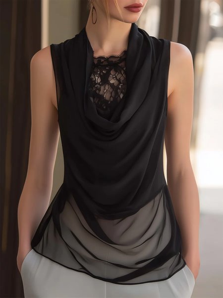 Urban Plain Split Joint Cowl Neck Tank Top, Black, Tanks and Camis
Urban Plain Split Joint Cowl Neck Tank Top, Black, Tanks and Camis