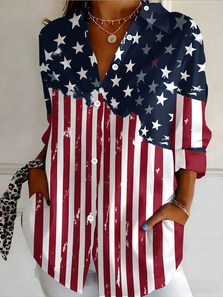 Shirt Collar Regular Sleeve Long Sleeve Independence Day (Flag) Buckle Regular Loose Button Up Shirt Shirt For Women, As picture, Shirts
Shirt Collar Regular Sleeve Long Sleeve Independence Day (Flag) Buckle Regular Loose Button Up Shirt Shirt For Women, As picture, Shirts