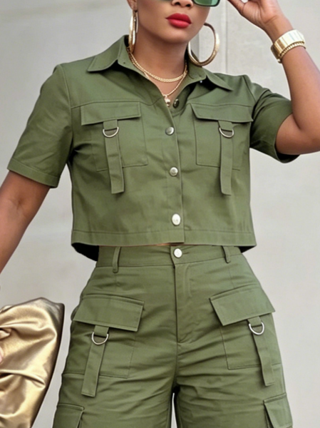 Cotton Casual Plain Pockets Shirt Collar Shirt, Army green, Blouses and Shirts
Cotton Casual Plain Pockets Shirt Collar Shirt, Army green, Blouses and Shirts