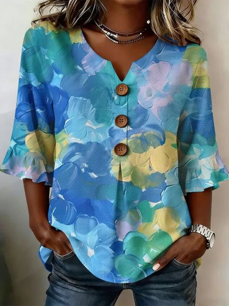 V Neck Half Sleeve Floral Regular Regular Fit Blouse For Women, Blue, Blouses
V Neck Half Sleeve Floral Regular Regular Fit Blouse For Women, Blue, Blouses