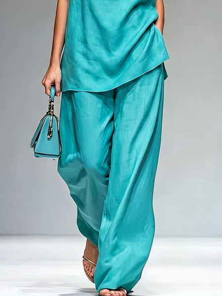 Cotton And Linen Casual Plain Wide Leg Pants, Blue, Pants
Cotton And Linen Casual Plain Wide Leg Pants, Blue, Pants