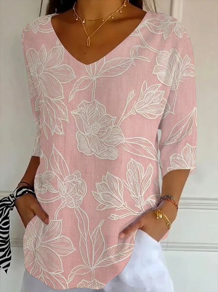 Women Floral Three Quarter Sleeve Tee T-shirt V Neck Printing Casual Graphic Tee Spring/Fall Top, Pink, T-Shirts
Women Floral Three Quarter Sleeve Tee T-shirt V Neck Printing Casual Graphic Tee Spring/Fall Top, Pink, T-Shirts