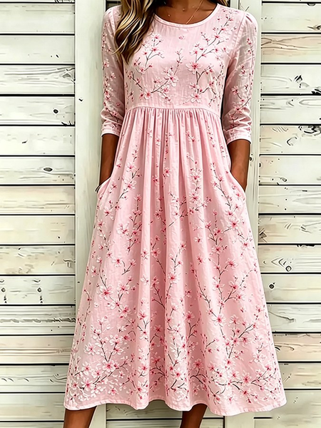 Women Floral Summer Printing Dress Crew Neck Half Sleeve H-Line Dress, Pink, Dresses
Women Floral Summer Printing Dress Crew Neck Half Sleeve H-Line Dress, Pink, Dresses