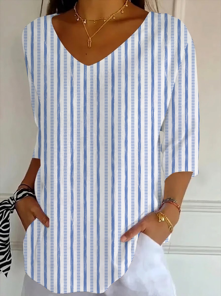 Women Striped Three Quarter Sleeve Tee T-shirt V Neck Printing Casual Graphic Tee Spring/Fall Top, Blue, T-Shirts
Women Striped Three Quarter Sleeve Tee T-shirt V Neck Printing Casual Graphic Tee Spring/Fall Top, Blue, T-Shirts