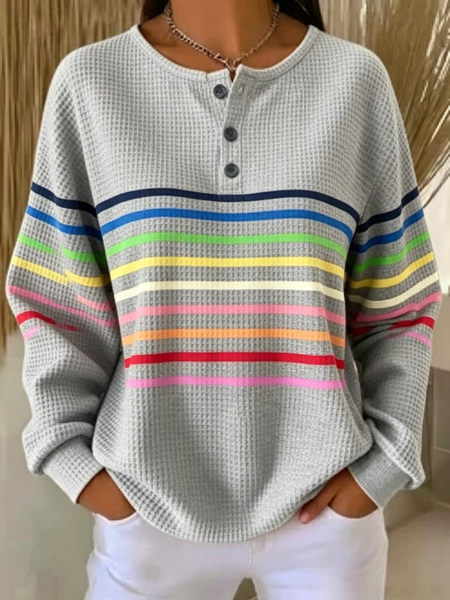 Casual Striped Sweatshirt, Gray, Hoodies & Sweatshirts
Casual Striped Sweatshirt, Gray, Hoodies & Sweatshirts