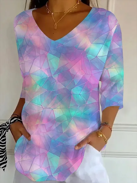 Women Abstract Three Quarter Sleeve Tee T-shirt V Neck Printing Casual Graphic Tee Spring/Fall Top, As picture, T-Shirts
Women Abstract Three Quarter Sleeve Tee T-shirt V Neck Printing Casual Graphic Tee Spring/Fall Top, As picture, T-Shirts
