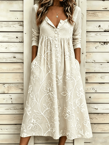 Women Floral Half Sleeve Half Open Collar Dress Daily Vintage Maxi A-Line Summer Dress, Apricot, Dresses
Women Floral Half Sleeve Half Open Collar Dress Daily Vintage Maxi A-Line Summer Dress, Apricot, Dresses