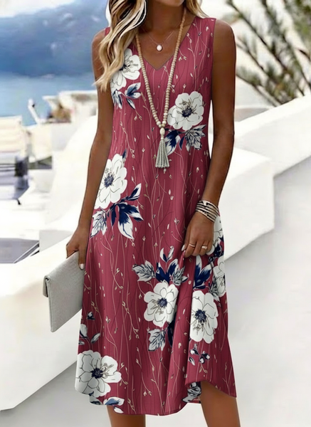 Women Floral Summer Dress V Neck Sleeveless Tank A-Line Dress, Berry pink, Dresses
Women Floral Summer Dress V Neck Sleeveless Tank A-Line Dress, Berry pink, Dresses