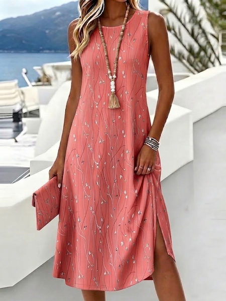 Women Leaf Summer Dress Crew Neck Sleeveless Tank A-Line Dress, Light orange, Dresses
Women Leaf Summer Dress Crew Neck Sleeveless Tank A-Line Dress, Light orange, Dresses